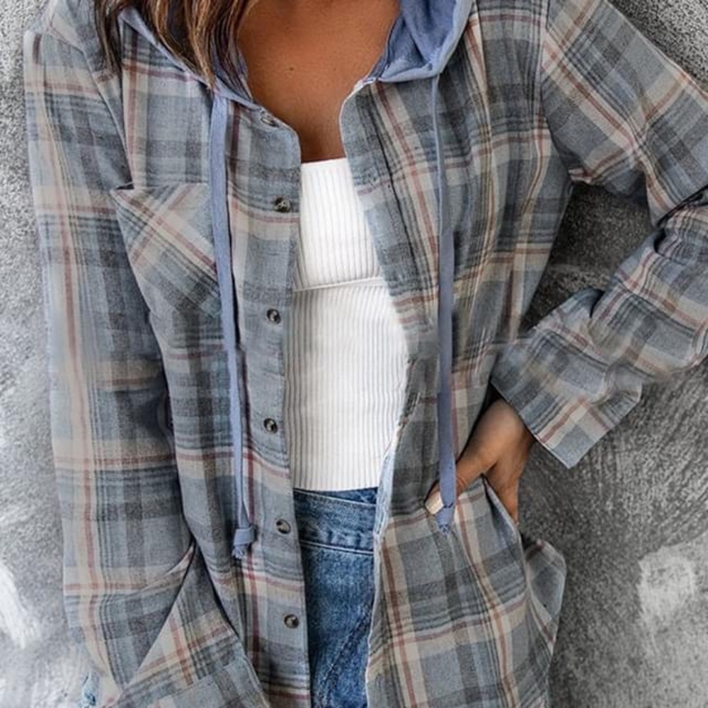 Plaid Hoodie Shacket